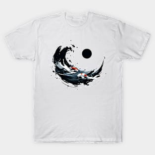 Sumie Japanese Brushstroke Koi Fish Pond T-Shirt